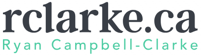A logo with rclarke.ca above Ryan Campbell-Clarke.